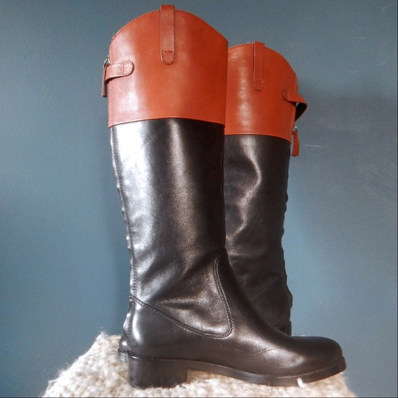 Halston Heritage Barbara Two-Tone Leather Boots - Picture 6 of 8